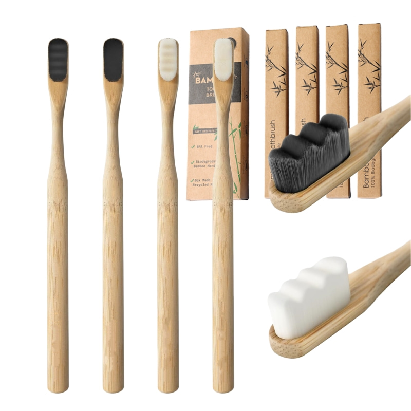 4 قطع من فرش أسنان الخيزران ال - مراجعة Bamboo Toothbrush Set وسعره